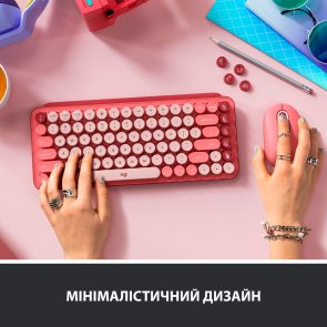 Клавіатура компактна Logitech Pop Wireless Heartbreaker Rose (920-010737)