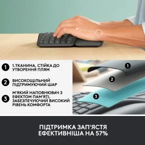 Фото: Клавіатура Logitech Ergo K860 Wireless Us/Ukr Graphite OEM (920-010352) № 11 | KTC