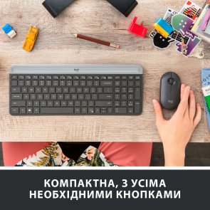 Комплект клавіатура+миша Logitech MK470 Slim Combo Graphite (920-009204)