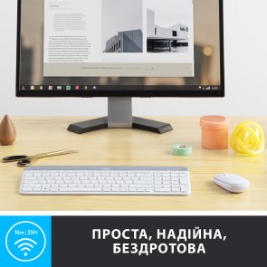 Комплект клавіатура+миша Logitech MK470 Slim Combo Off-White (920-009205)