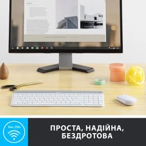Фото: Комплект клавіатура+миша Logitech MK470 Slim Combo Off-White (920-009205) № 12 | KTC