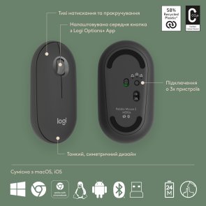 Комплект клавіатура+миша Logitech Pebble 2 Combo Tonal Graphite (920-012239)