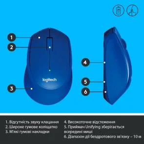 Фото: Миша Logitech M330 Silent Plus Blue (L910-004910) № 6 | KTC