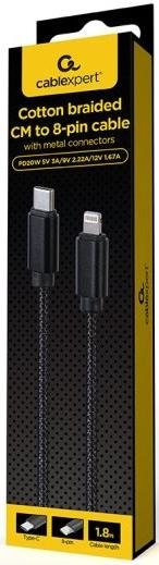 Кабель Cablexpert PD Type-C / Lightning 1.8m Black (CCDB-mUSB2B-CMLM-6)