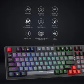 Фото: Клавіатура GamePro MK120R Red Switch USB Black № 11 | KTC