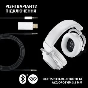 Фото: Гарнітура Logitech Pro X 2 Lightspeed White (L981-001269) № 8 | KTC