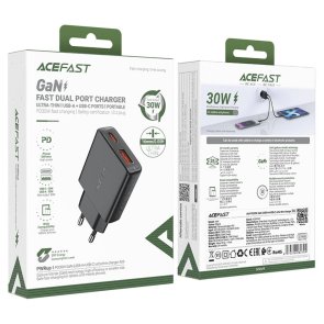 Зарядний пристрій Acefast A69 30W GaN Black (6974316282709)