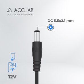 Кабель живлення ACCLAB 12V 1A USB / DC 5.5x2.1mm Black (1283126565120)