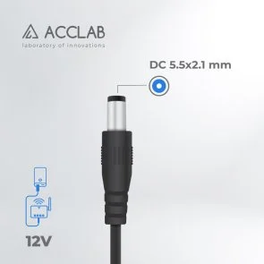 Фото: Кабель живлення ACCLAB 12V 1A USB / DC 5.5x2.1mm Black (1283126565120) № 4 | KTC
