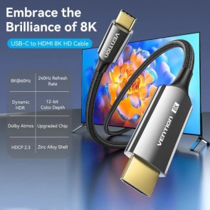Кабель Vention 8K Type-C / HDMI 1.8m Black (CRCBAC)