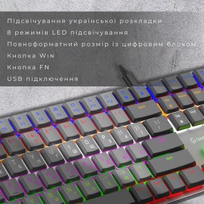 Клавіатура GamePro MK145R Red Switch Low Profile USB Dark Gray