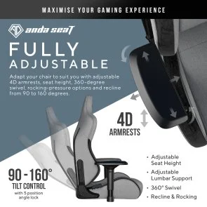 Фото: Крісло Anda Seat T-Pro 2 Size XL Gray/Black (AD12XLLA-01-GB-F) № 13 | KTC