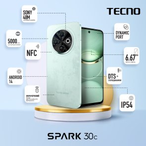 Смартфон TECNO Spark 30C KL5n 4/128GB Magic Skeen Green (4894947051807)