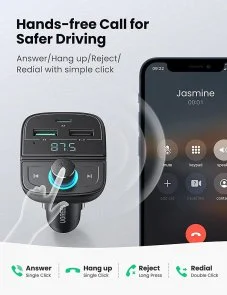 Фото: FM-Трансмітер + АЗП UGREEN CD229 Bluetooth Car Charger Black № 5 | KTC