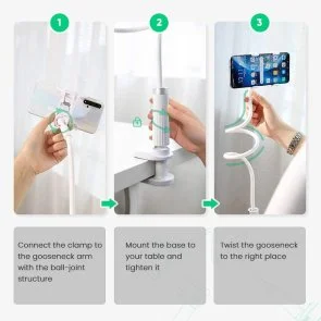 Фото: Універсальний тримач UGREEN LP113 Multifunction Phone Clip Stand White 30488 (LP113/30488) № 4 | KTC