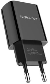 Зарядний пристрій BOROFONE BA20A Sharp Black with AM/Lightning (BA20ALB)