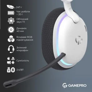 Фото: Гарнітура GamePro Asgard Bragi White (HSW250W) № 15 | KTC