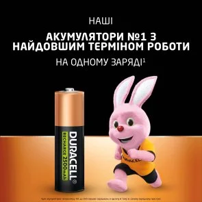 Фото: Акумулятор Duracell Rechargeable HR6 AA 2500mAh BL/4 (5005001) № 3 | KTC