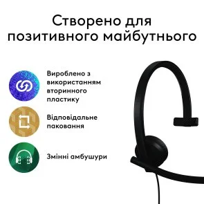 Фото: Гарнітура Logitech H570e Mono USB-A Teams version Black (981-001426) № 7 | KTC