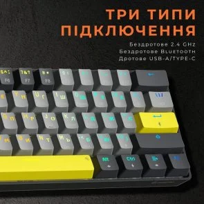 Фото: Клавіатура GamePro MK130G Pro Outemu Red Switch Hot-Swap RGB USB/WL/BT Black/Grey № 10 | KTC