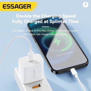 Зарядний пристрій Essager Vanjane Travelling Charger PD 20W White (ECTC-FJB02-P)