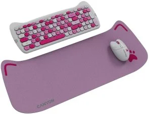 Фото: Комплект клавіатура+миша Canyon HSET-W6 Kitty Edition Wireless Pink (CNS-HSETW6PK) № 2 | KTC