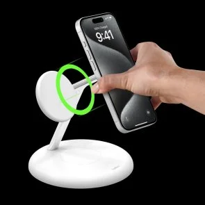 Фото: Бездротова зарядна станція Belkin BoostCharge Pro 3in1 Qi2 15W White (WIZ023VFWH) № 10 | KTC