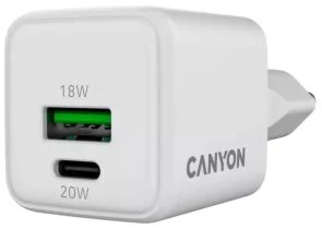 Фото: Зарядний пристрій Canyon CU20AC QC PD GaN 20W White (CNS-CUW20AC) № 2 | KTC