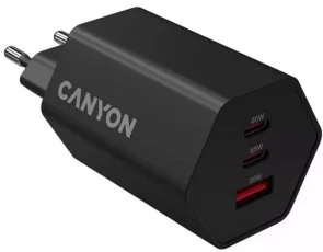 Фото: Зарядний пристрій Canyon Hexagon 65 QC PD GaN 65W Black (CND-CHAHEX65B) № 4 | KTC
