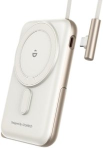Батарея універсальна Choetech B735 10000mAh Magnetic Wireless 20W Build in Cable White (B735-CCWH)