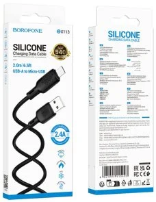 Фото: Кабель BOROFONE BX113 Lenny 2.4A AM / MicroB 2m Black (6941991115493) № 5 | KTC