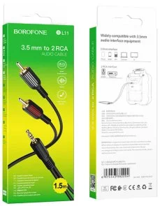 Фото: Кабель BOROFONE BL11 Jack 3.5mm / 2xRCA 1.5m Black (BL11B) № 3 | KTC