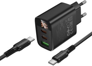 Зарядний пристрій BOROFONE BA98A Ilustre QC3.0 PD 30W Black with Type-C/Type-C (6941991120534)