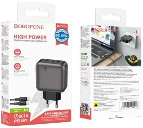 Фото: Зарядний пристрій BOROFONE BAS56A Absolute 45W Black with Type-C / Type-C (6941991116278) № 6 | KTC
