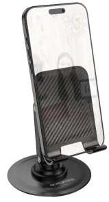 Фото: Універсальний тримач BOROFONE BH128 Admirado Dual-Axis Rotating Desktop Stand Black (6941991120589) № 3 | KTC
