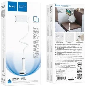 Фото: Універсальний тримач Hoco HD10 Bamboo Lazy Stand White (6942007639231) № 3 | KTC