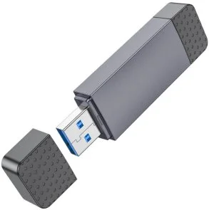 Фото: Кардрідер Hoco HB45 Spirit 2in1 USB3.0/Type-C Metal Gray (6942007620529) № 5 | KTC