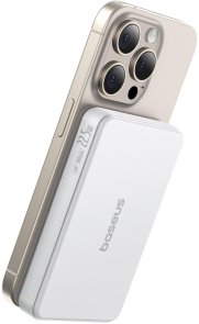 Батарея універсальна Baseus Airpow II Qi2 Magnetic 10000mAh 22.5W Moon White with Simple Series Cable (P10080000213-00)