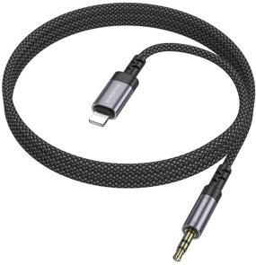 Перехідник BOROFONE BL24 Lightning M / Jack 3.5mm 1m Metal Grey (6941991118975)