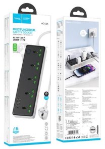 Мережевий фільтр Hoco AC13A Talento 4xUSB 5/1.5m Black (6942007607131)