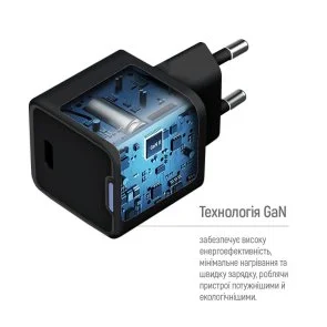 Фото: Зарядний пристрій ColorWay GaN Mini 25W Black (CW-CHS052PD-BK) № 9 | KTC