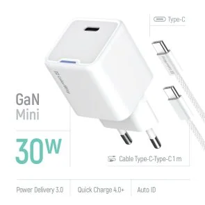 Фото: Зарядний пристрій ColorWay GaN Mini PD 30W White with Type-C / Type-C (CW-CHS054PDC-WT) № 8 | KTC
