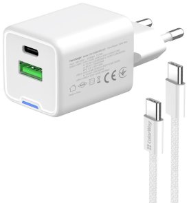  Зарядний пристрій ColorWay GaN Mini 30W White with Type-C / Type-C (CW-CHS053PDC-WT)