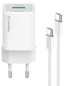 Фото: Зарядний пристрій ColorWay GaN Mini QC PD 35W White with Type-C / Type-C (CW-CHS055PDC-WT) № 2 | KTC