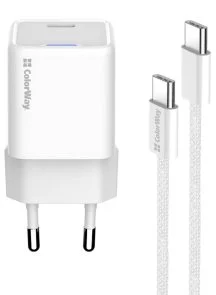 Фото: Зарядний пристрій ColorWay GaN Mini PD 35W White with Type-C / Type-C (CW-CHS056PDC-WT) № 3 | KTC