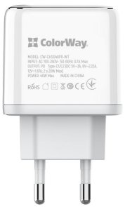 Зарядний пристрій ColorWay CHS048PD 40W White (CW-CHS048PD-WT)