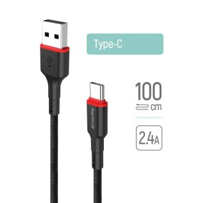 Кабель ColorWay 2.4A AM / Type-C 1m Black (CW-CBUC064-BK)