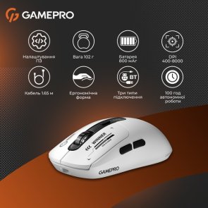 Миша GamePro Genesis Winner WL/BT/USB White (GM079W)