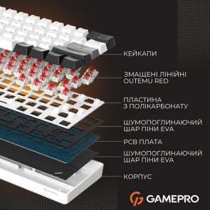 Клавіатура GamePro Genesis Infinity MK130BW Outemu Red Switches ENG/UKR White