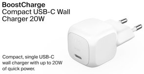 Зарядний пристрій Belkin BoostCharge Compact PD 20W White (WCA009KQWH)
